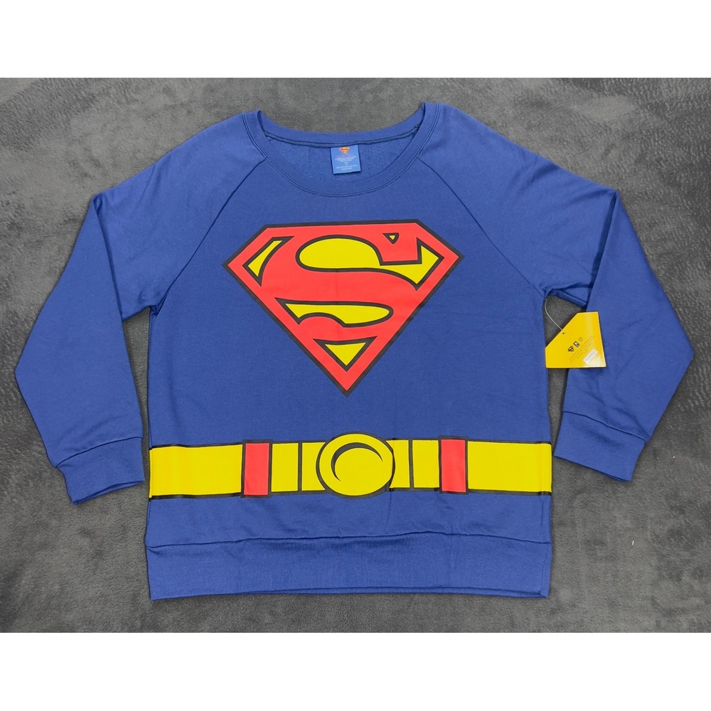 Superman Graphic Sweatshirt‎ Blue Red Yellow Crew Neck Long Sleeve Kids XL Boys